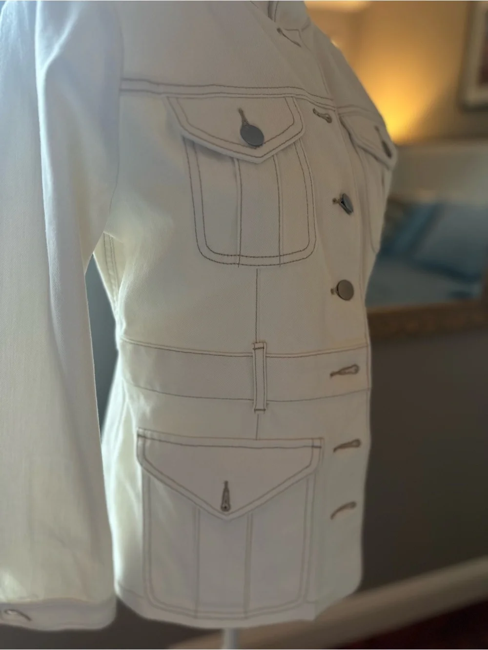 Talbots Cream Utility Jacket with Stand Collar
